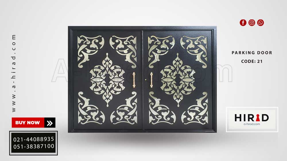 درب پارکینگ دو لنگه ماشین رو&nbsp; کد 2021 طرح اسلیمی