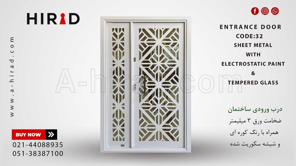 درب یک و نیم لنگه فلزی لیزری کد 1532 طرح جاوید&nbsp;