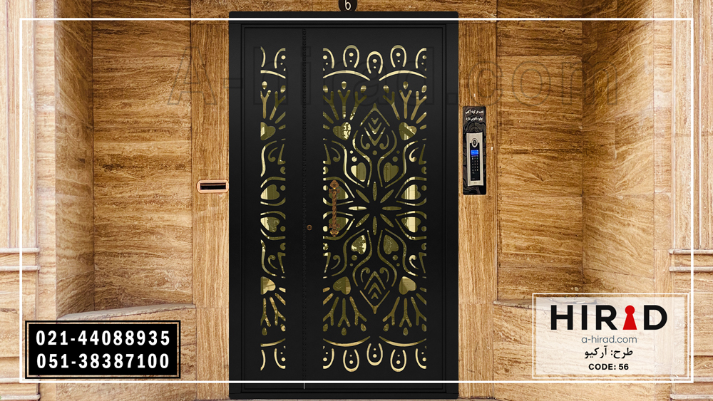 درب فلزی یک و نیم لنگه استاندارد با پوشش رنگ مشکی کوره ای