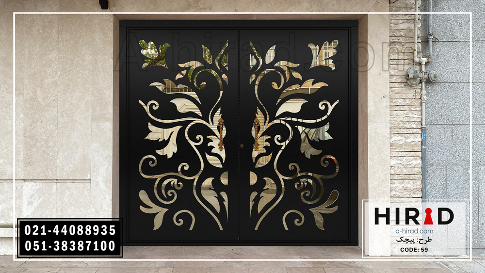 درب فلزی دو لنگه هیراد با پوشش رنگ کوره ای با کیفیت 