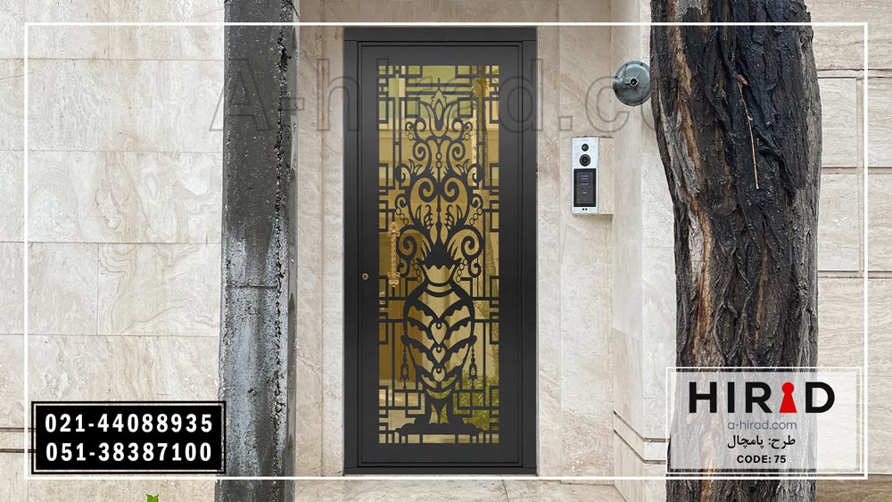 درب تک لنگه فلزی لیزری همراه با شیشه سکوریت نشکن 