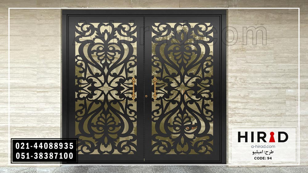 درب دو لنگه لاکچری تولید هیراد سی ان سی شده با طرح امیلیو