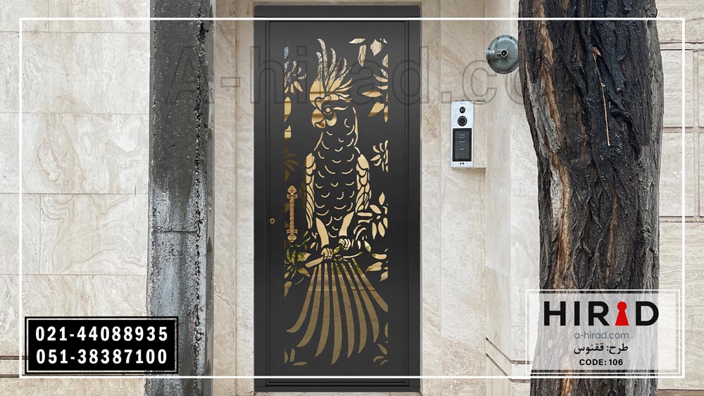 درب تک لنگه فلزی کد10106 مدل ققنوس