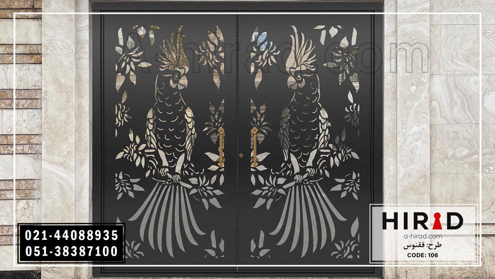 درب دو لنگه ریلی کد 20106 طرح ققنوس&nbsp;