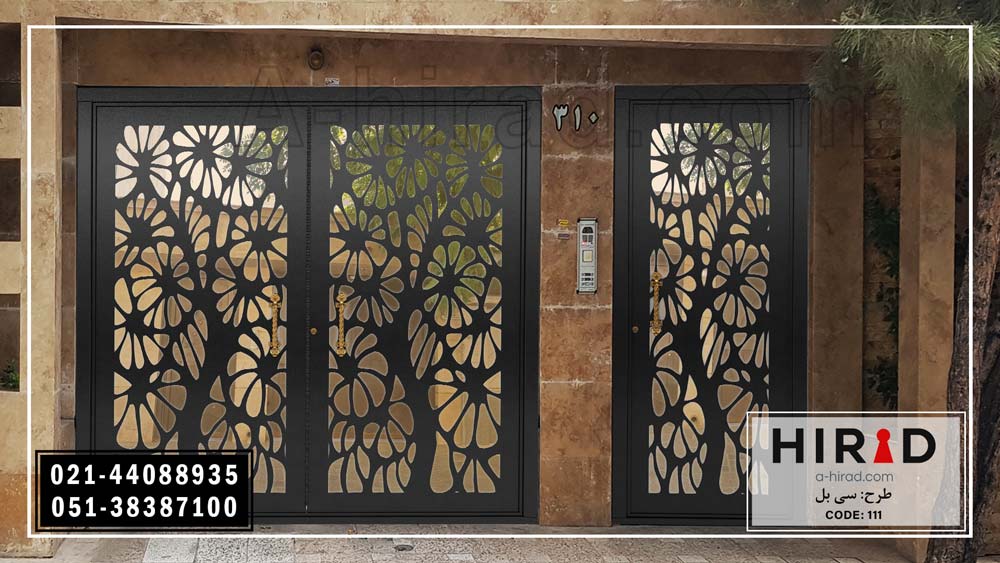 درب فلزی تک لنگه کد 10111 طرح سی بل هیراد| درب حیاط شیک و ساده&nbsp;