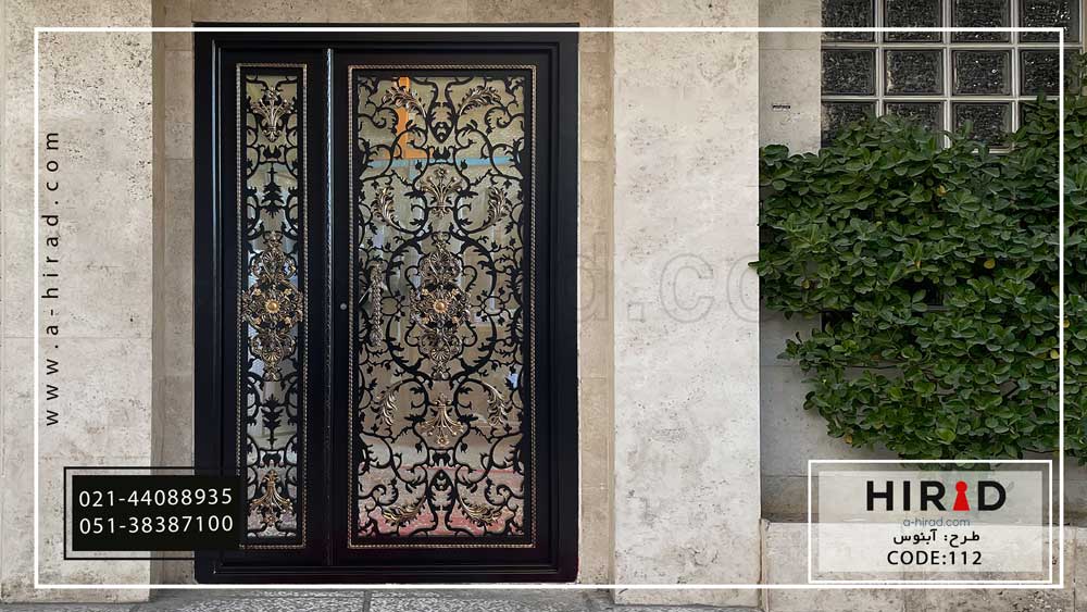 درب حیاط یک و نیم لنگه طرح آبنوس 15112