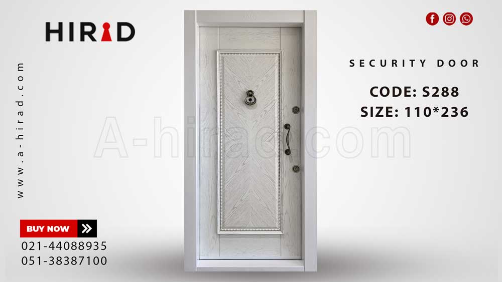 درب ضدسرقت سفید بزرگ با روکش طبیعی بلوط هیراد