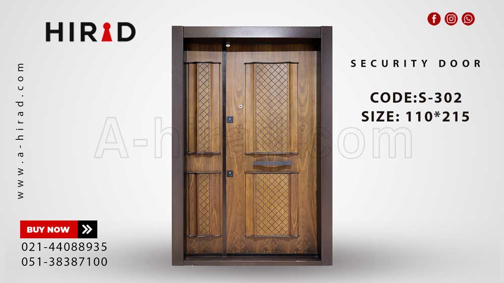 درب ضد سرقت چوبی یک و نیم لنگه کد S-302