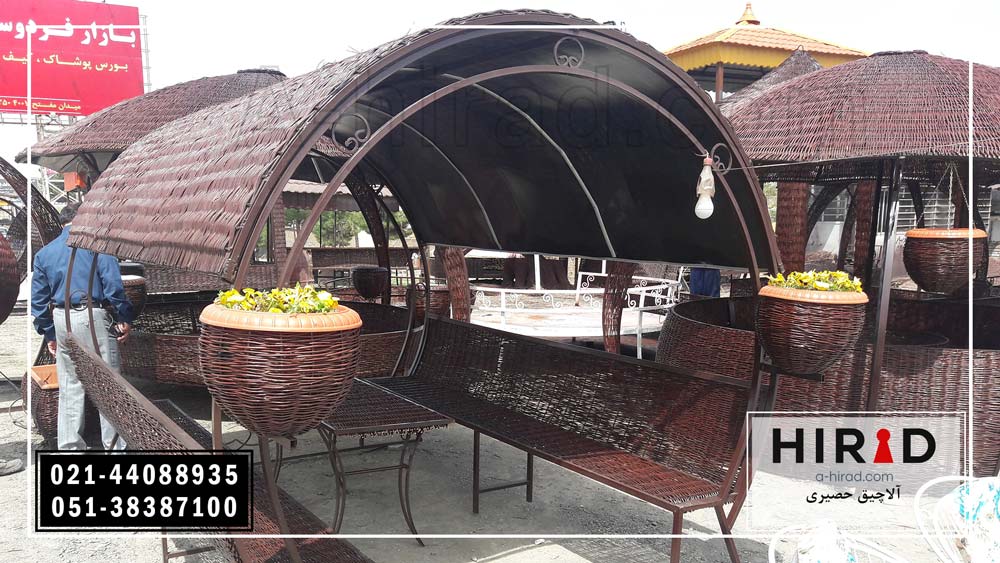 آلاچیق حصیری همراه با نیمکت به صورت سفارشی