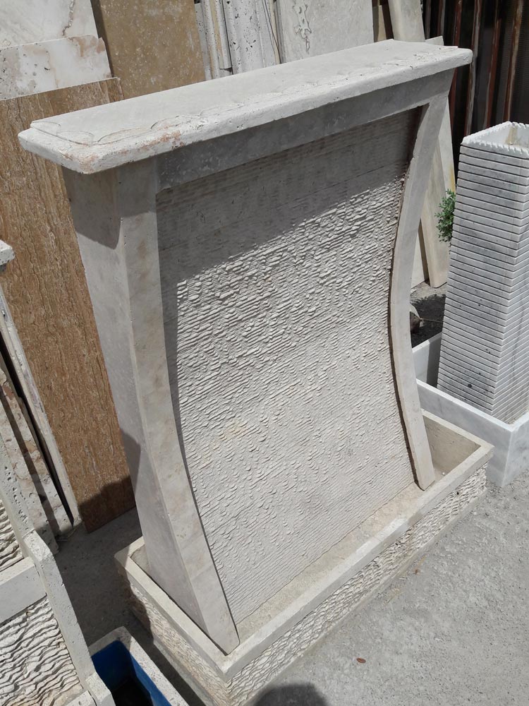 آبنما و حوضچه آب و مجسمه سنگی تزئینی