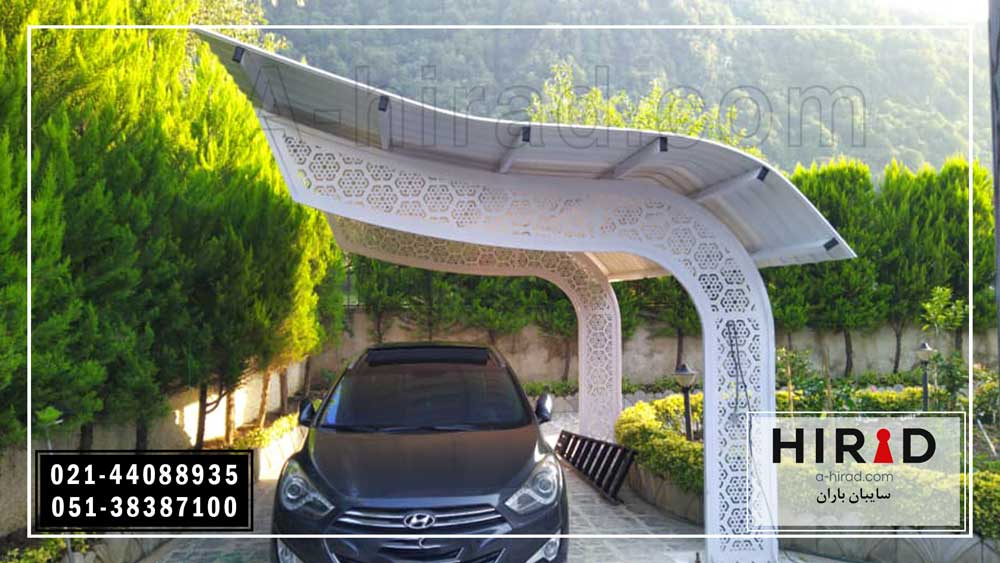 سایبان ماشین طرح باران هیراد با پیش آمدگی 4 متر و طول 6 متر