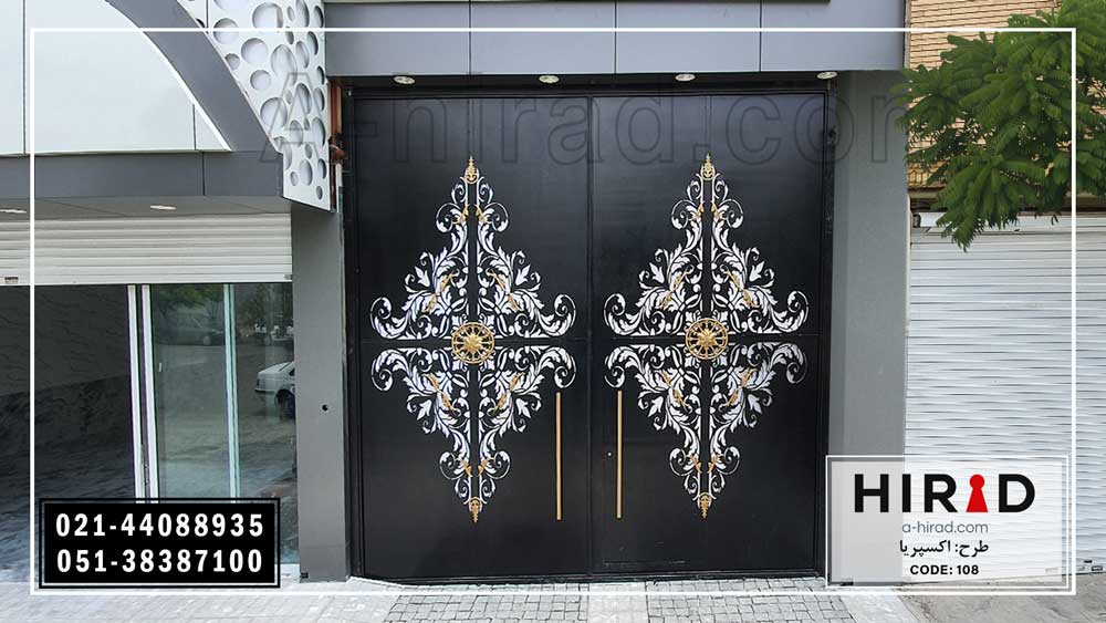 درب فلزی دو لنگه طرح اکسپریا هیراد به رنگ مشکی