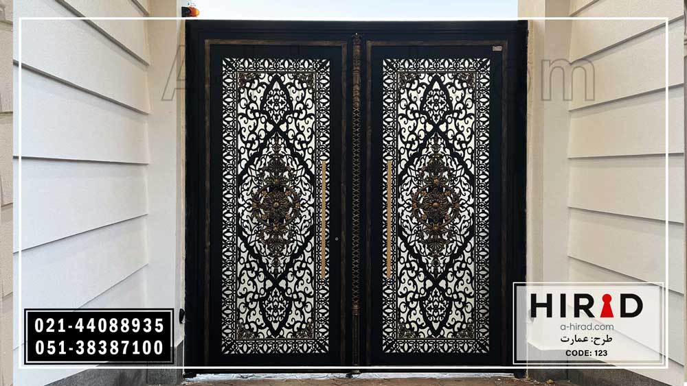 درب فلزی دو لنگه سی ان سی کد 20123 طرح عمارت