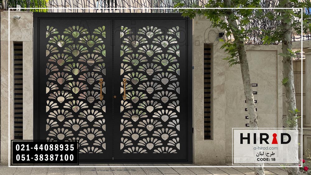 عکس درب فلزی دو لنگه هیراد طرح لیان بسیار زیبا و ایمن 