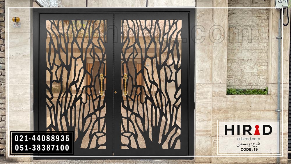 درب فلزی حیاطی با کد 2019 هیراد با رنگ کوره ای