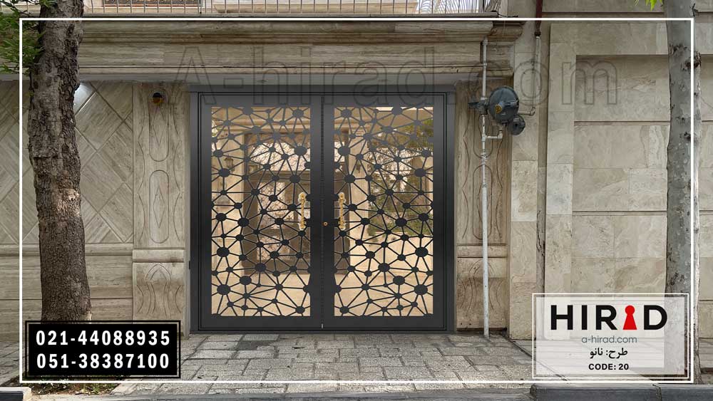 درب فلزی لیزری دولنگه هیراد همراه با بهترین یراق آلات 