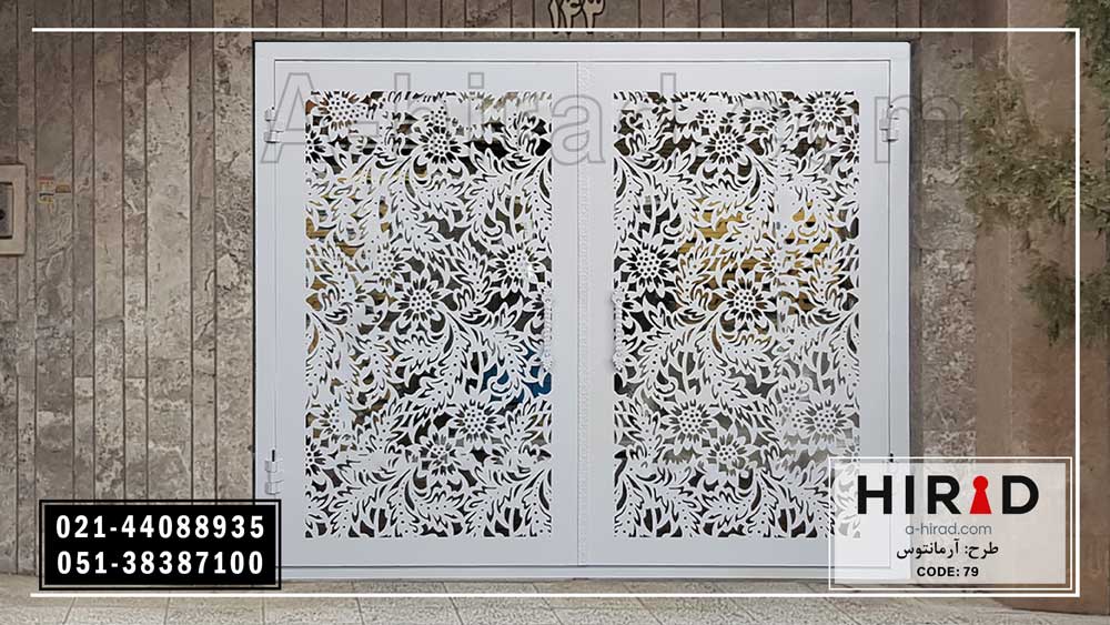 درب دولنگه ورودی پارکینگ همراه با پوشش رنگ کوره ای الکترواستاتیک