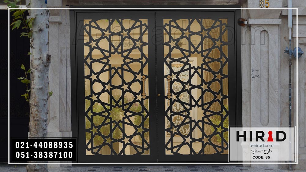 عکس درب دولنگه فلزی لیزری کد 2085 هیراد