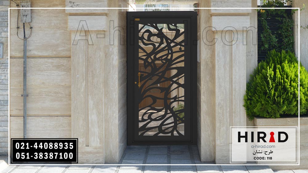 عکس درب فلزی تک لنگه هیراد کد 10118 طرح نشان