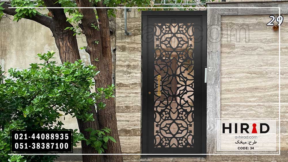 درب فلزی لیزری کد 1043 طرح میخک هیراد