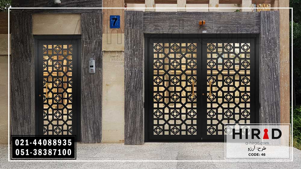 تصویر درب فلزی جدید ورودی ساختمان تولید شده شرکت هیراد