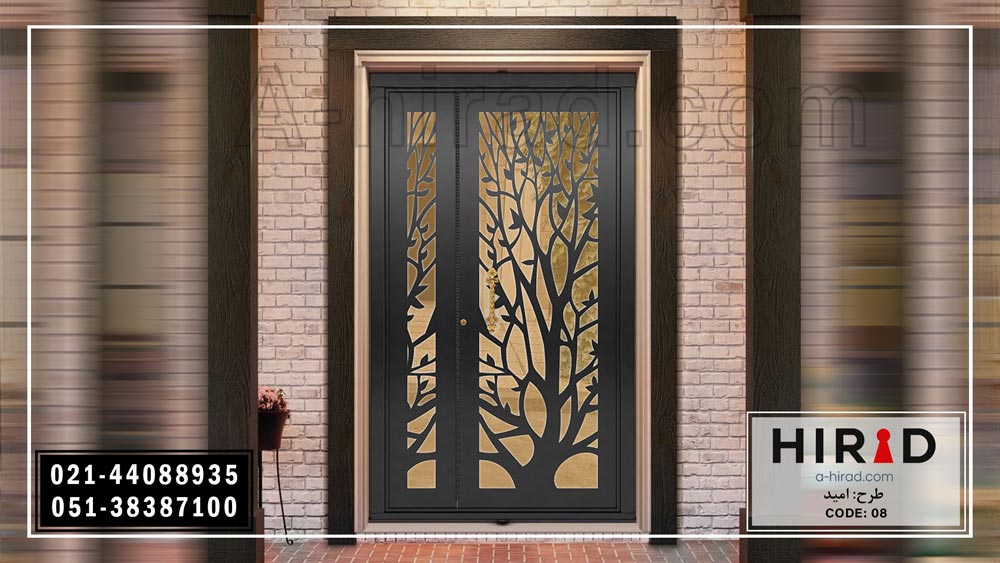 درب یک و نیم لنگه فلزی لیزری ساخته توسط تکنیک برش لیزر