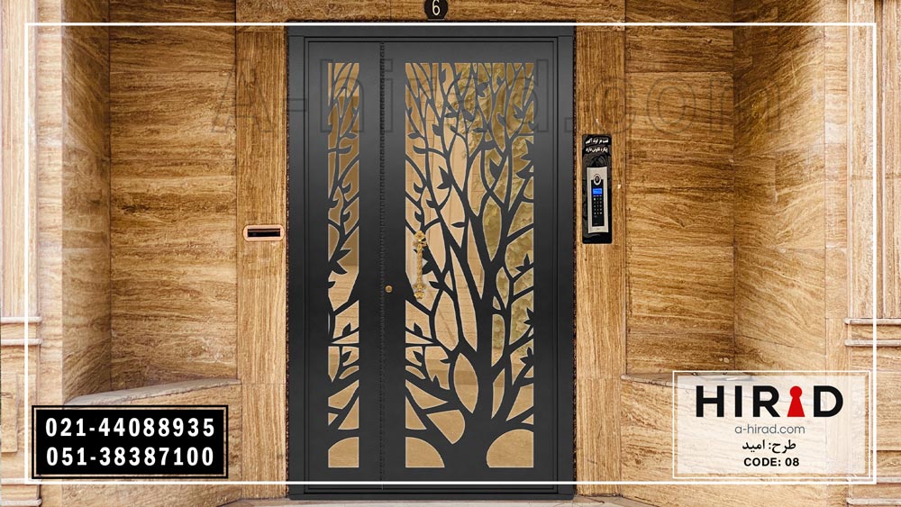 درب یک و نیم لنگه فلزی لیزری ساخته شده از پروفیل های فولادی