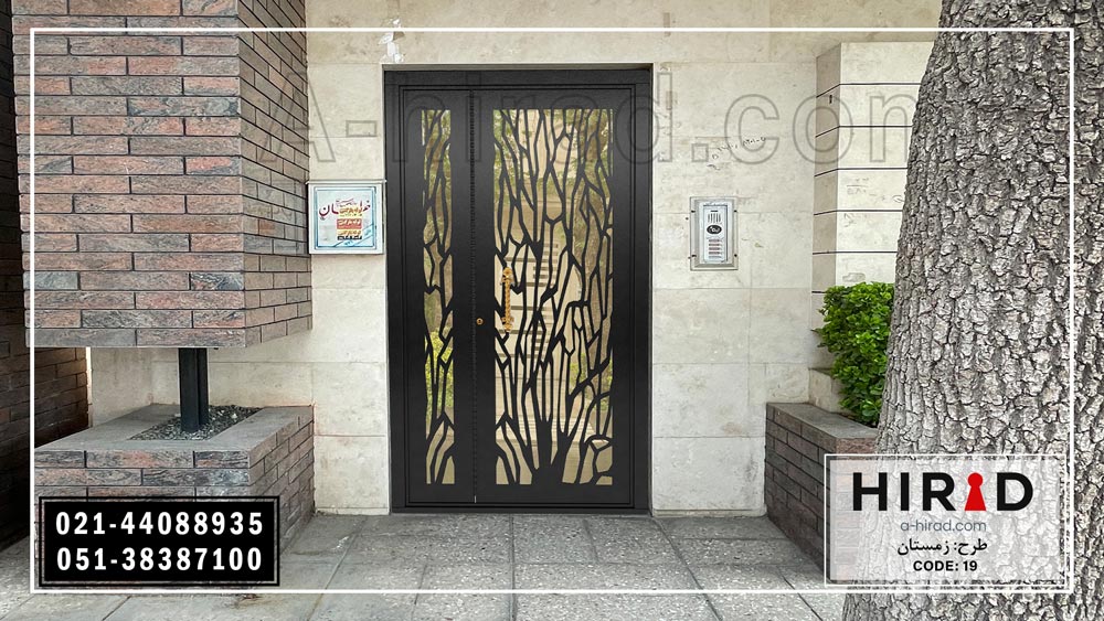 درب فلزی لیزری نفررو یک و نیم لنگه با لولای یکپارچه هیراد