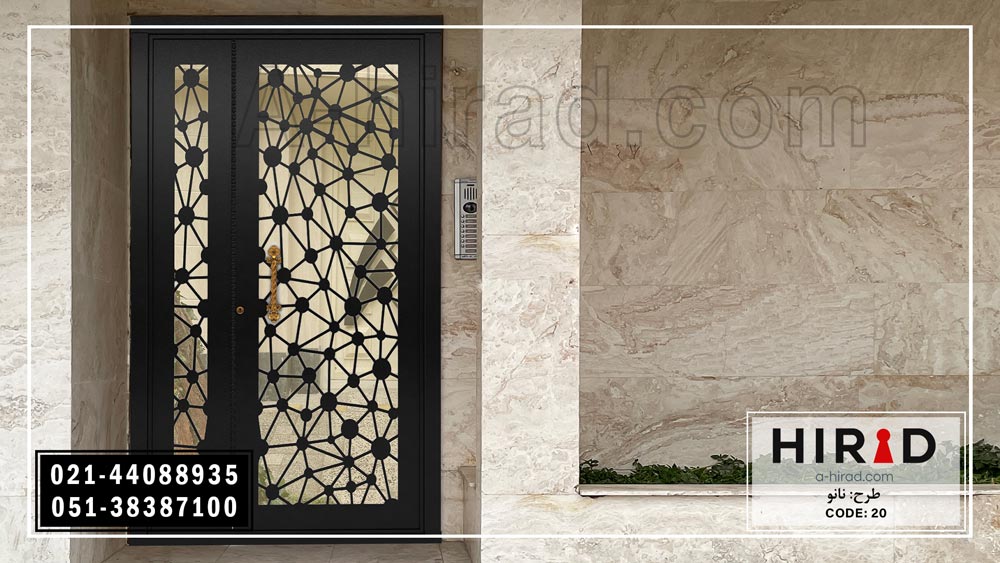 درب یک و نیم لنگه لیزری فلزی با رنگ مشکی و طرح CNC هیراد