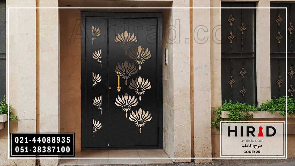 درب یک و نیم لنگه فلزی با برش های لیزر جوش کاری شده به روش جوش CO2 کد 1525 هیراد