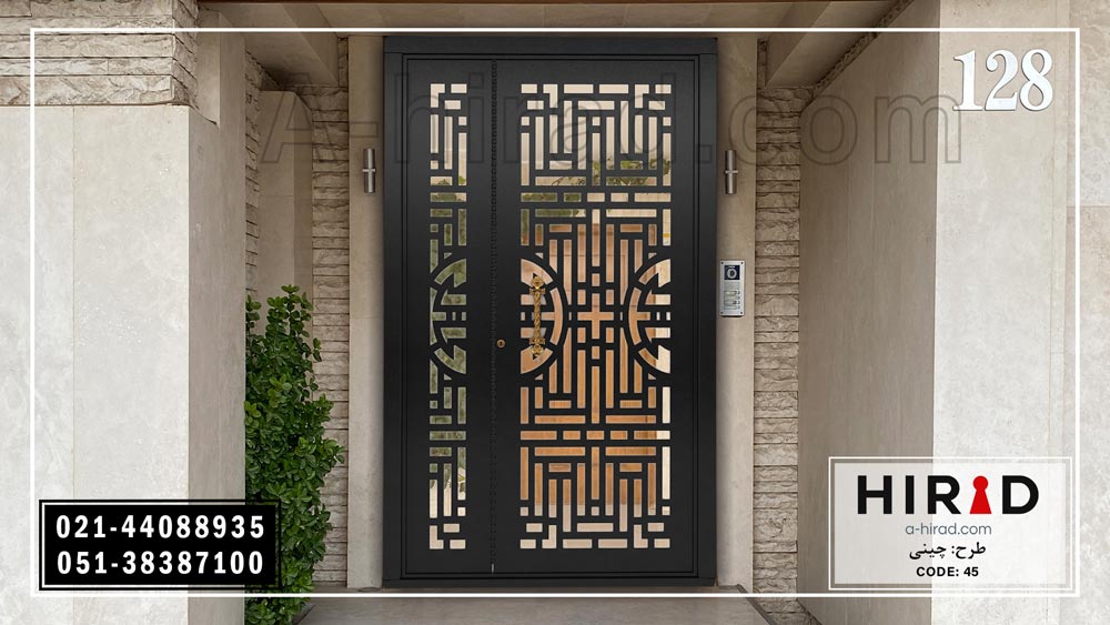 درب یک و نیم لنگه هیراد سی ان سی شده با طرح اتود