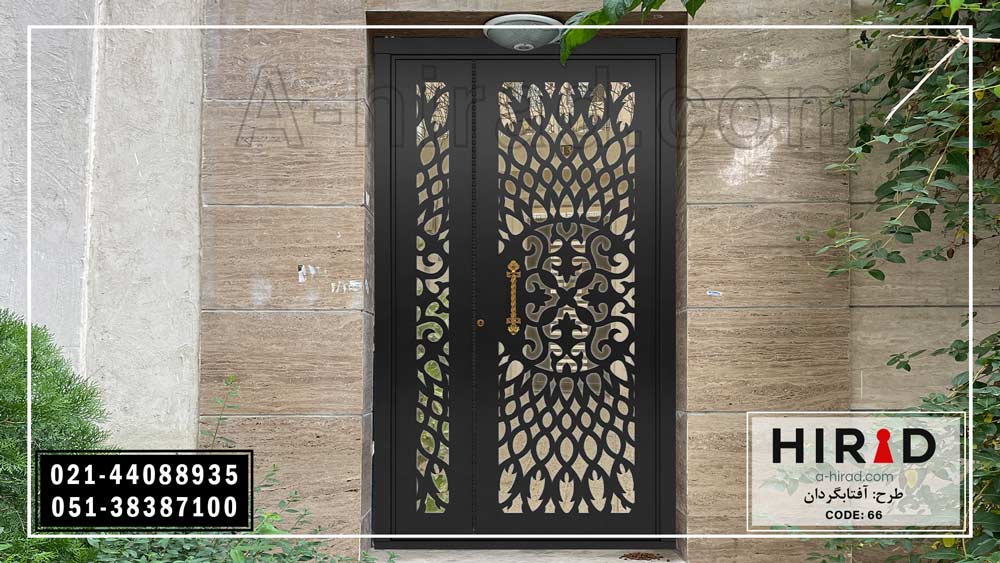 تصویر درب فلزی لیزری طرح آفتابگردان هیراد