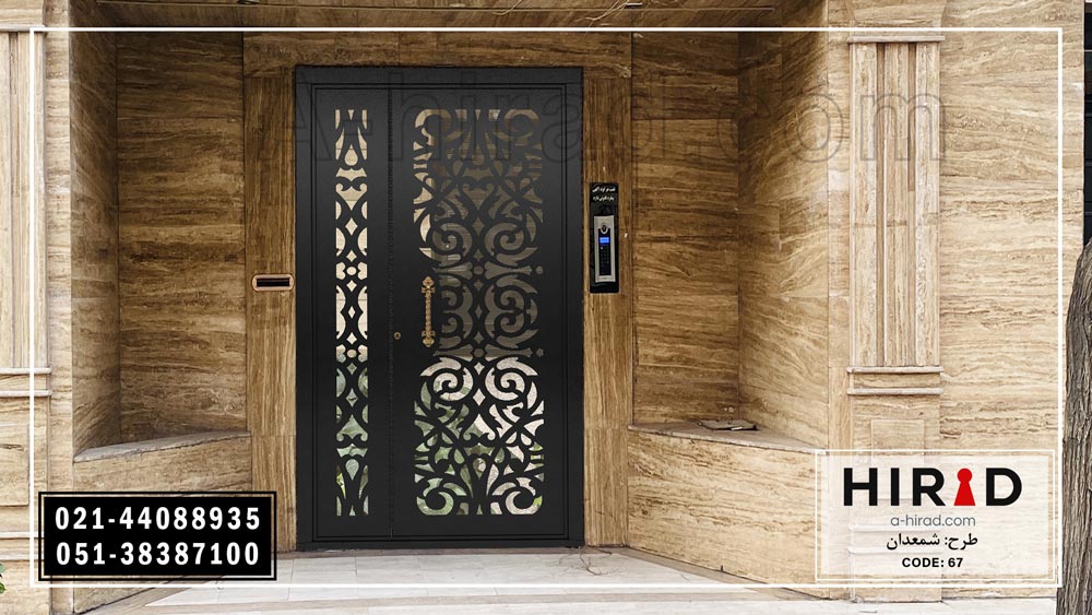 زیبایی و امنیت با درب فلزی یک و نیم لت هیراد معروف به طرح شمعدان